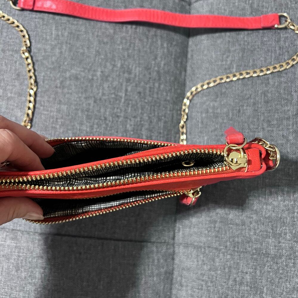 MMS Clutch Crossbody Purse Women Small Red Gold Chain Elegant Evening - Picture 3 of 12